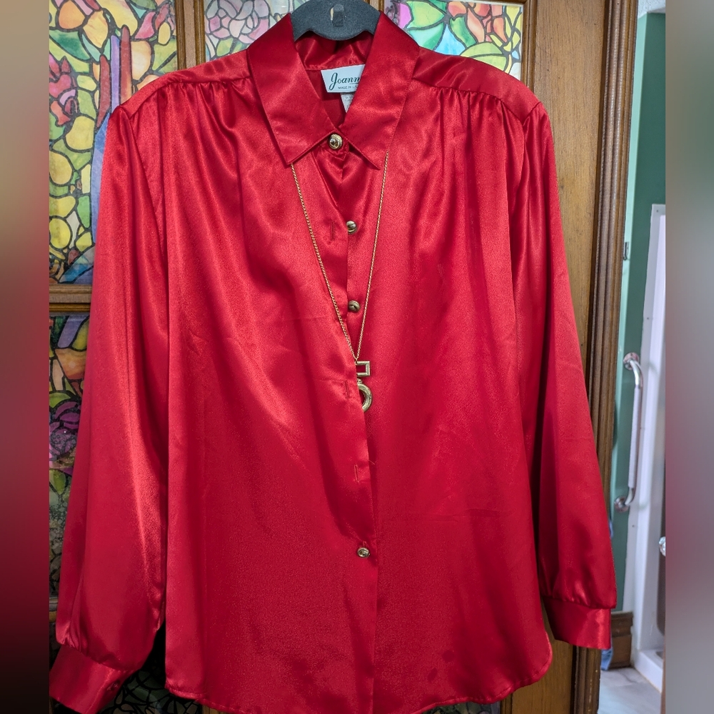 Red Satin Women's Top Joanna M